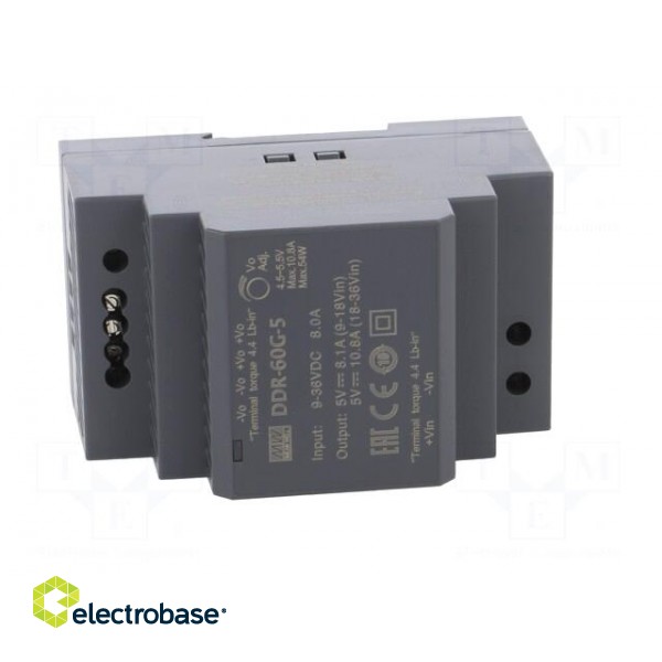 Power supply: DC/DC | 54W | 5VDC | 10.8A | 9÷36VDC | Mounting: DIN | 216g image 9