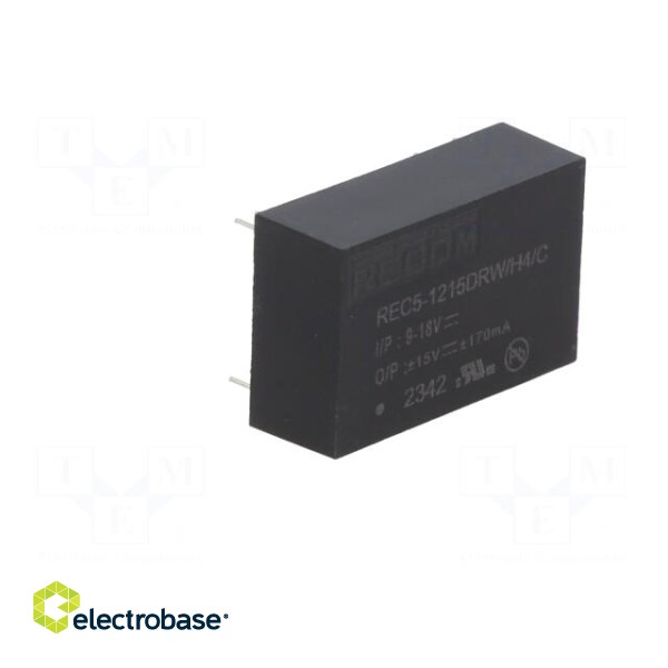 Converter: DC/DC | 5W | Uin: 9÷18V | Uout: 15VDC | Uout2: -15VDC | DIP24 image 2