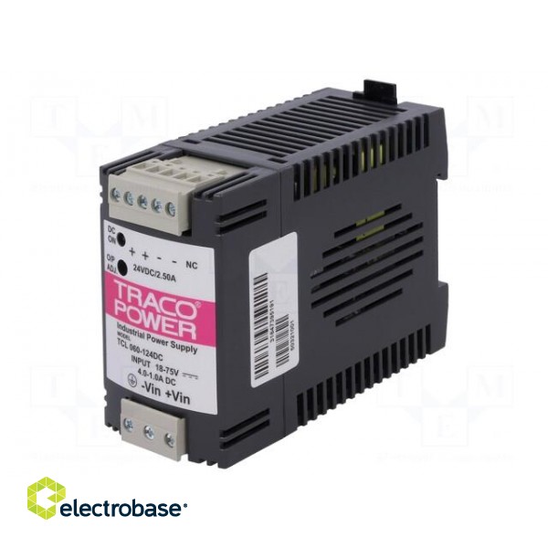 Converter: DC/DC | 60W | Uin: 18÷75V | 24VDC | Iout: 2.5A | 45x100x75mm image 1