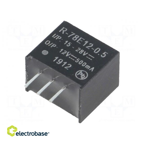 Converter: DC/DC | 6W | Uin: 15÷28V | Uout: 12VDC | Iout: 500mA | SIP3