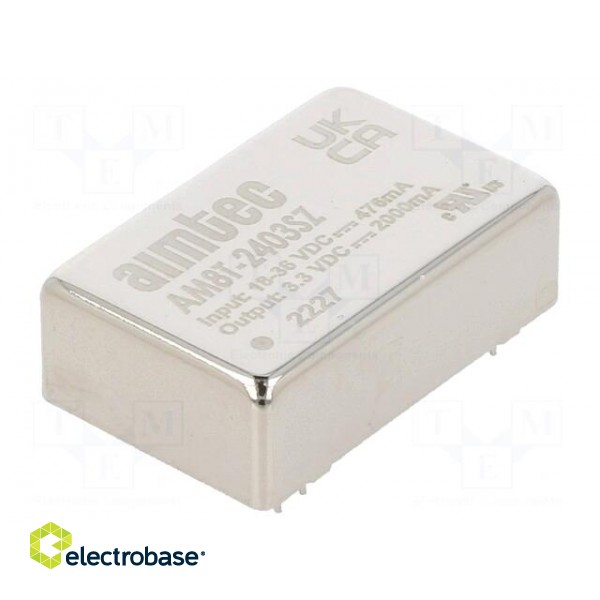 Converter: DC/DC | 7.5W | Uin: 18÷36V | Uout: 3.3VDC | Iout: 2A | DIP24 image 1