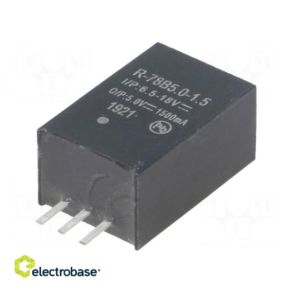 Converter: DC/DC | 7.5W | Uin: 6.5÷18V | Uout: 5VDC | Iout: 1.5A | SIP3