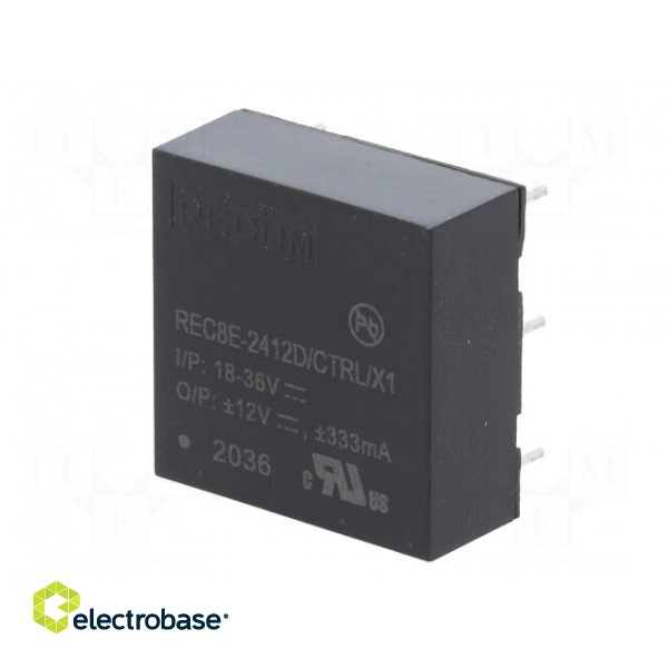 Converter: DC/DC | 8W | Uin: 18÷36V | Uout: 12VDC | Uout2: -12VDC | 1"x1" image 4