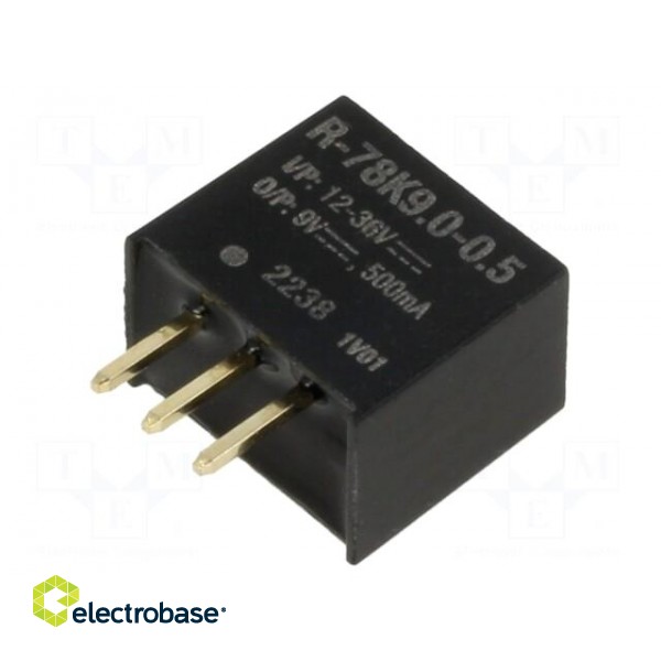 Converter: DC/DC | Uin: 12÷36V | Uout: 9VDC | Iout: 500mA | SIP3 | THT