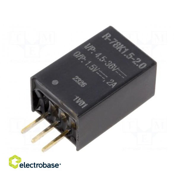 Converter: DC/DC | Uin: 4.5÷36V | Uout: 1.5VDC | Iout: 2A | SIP3 | THT