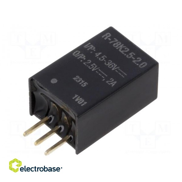 Converter: DC/DC | Uin: 4.5÷36V | Uout: 2.5VDC | Iout: 2A | SIP3 | THT