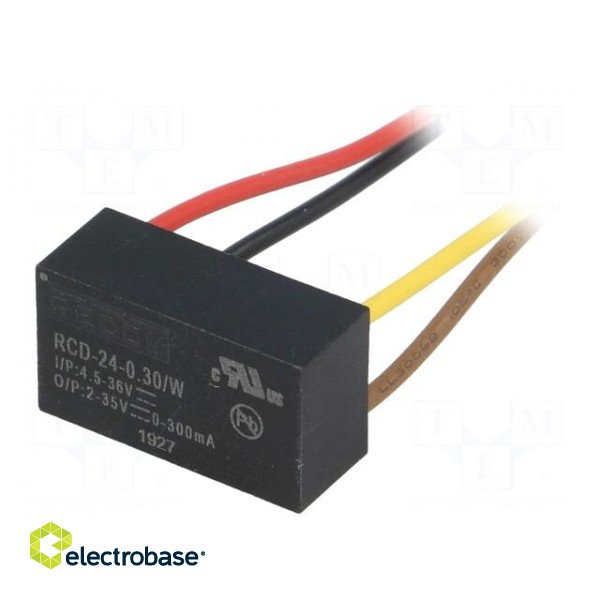 Converter: DC/DC | Uin: 4.5÷36V | Uout: 2÷35VDC | Iout: 300mA | cables