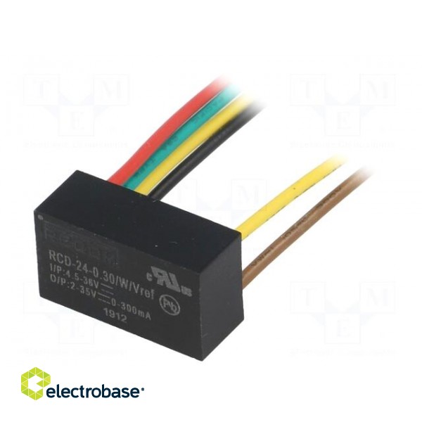 Converter: DC/DC | Uin: 4.5÷36V | Uout: 2÷35VDC | Iout: 300mA | cables