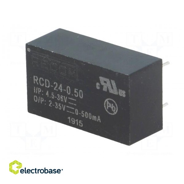 Converter: DC/DC | Uin: 4.5÷36V | Uout: 2÷35VDC | Iout: 500mA | PCB | LED image 2