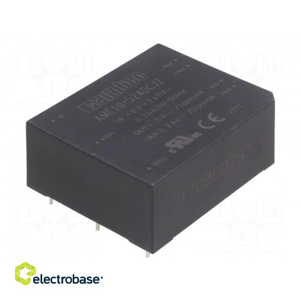 Converter: AC/DC | 10W | Uout: 5VDC | Iout: 1A | 81% | Mounting: PCB | 3kV image 1