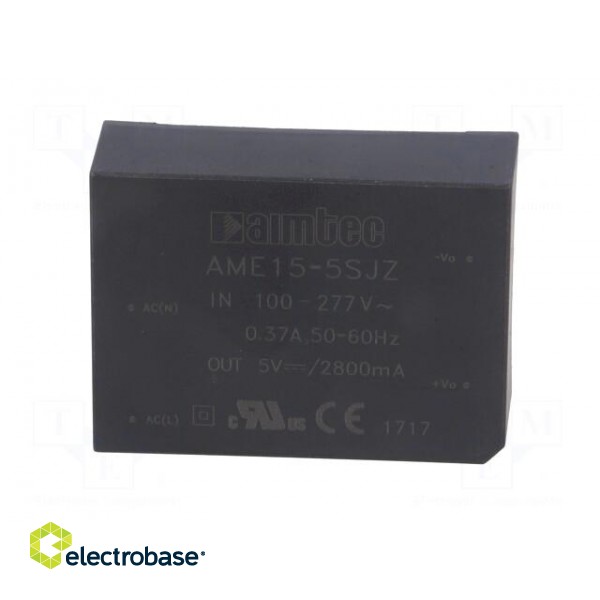 Converter: AC/DC | 15W | Uout: 5VDC | Iout: 2.8A | 78% | Mounting: PCB image 3