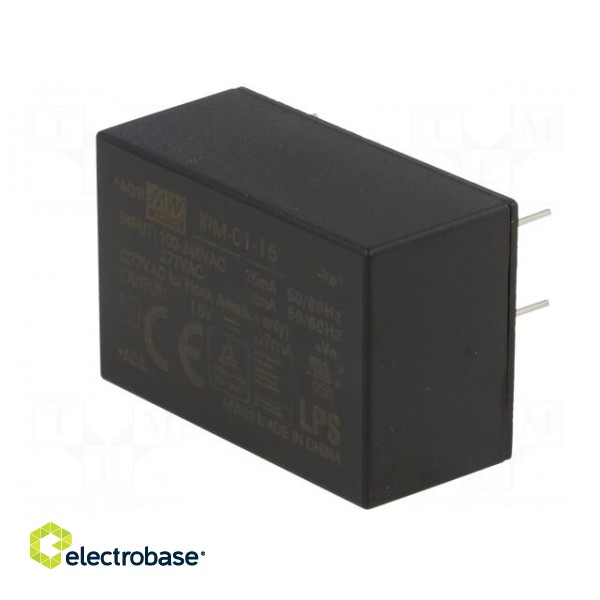 Power supply: switched-mode | modular | 1W | 15VDC | 33.7x22.2x15mm image 4