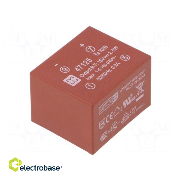 Converter: AC/DC | 2.5W | 85÷265VAC | Usup: 120÷370VDC | Uout: 15VDC paveikslėlis 1