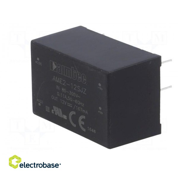 Converter: AC/DC | 2W | Uout: 12VDC | Iout: 0.167A | 76% | Mounting: PCB image 4