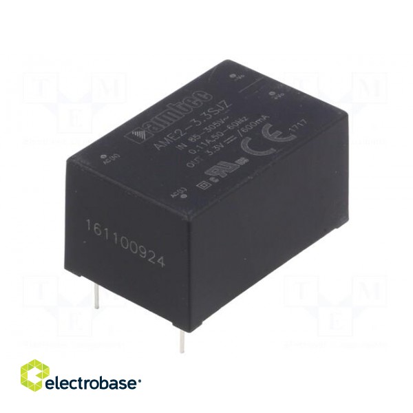 Converter: AC/DC | 2W | Uout: 3.3VDC | Iout: 0.6A | 65% | Mounting: PCB image 1