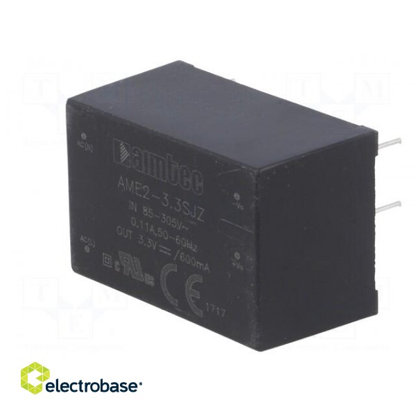 Converter: AC/DC | 2W | Uout: 3.3VDC | Iout: 0.6A | 65% | Mounting: PCB фото 4