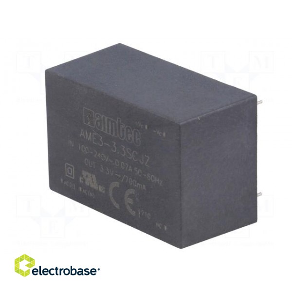 Converter: AC/DC | 3W | Uout: 3.3VDC | Iout: 0.7A | 66% | Mounting: PCB paveikslėlis 4