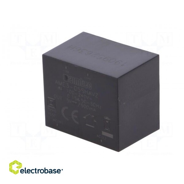 Converter: AC/DC | 3W | Uout: 5VDC | Iout: 0.6A | 72% | Mounting: PCB | 4kV image 4