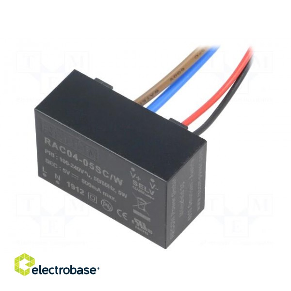 Converter: AC/DC | 4W | 80÷264VAC | Usup: 115÷370VDC | Uout: 5VDC | 72%