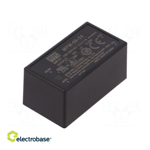 Power supply: switched-mode | modular | 5.5W | 24VDC | 230mA | 35g | 82% image 1
