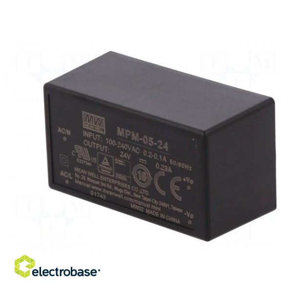 Power supply: switched-mode | modular | 5.5W | 24VDC | 230mA | 35g | 82% image 4