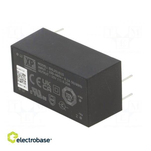 Converter: AC/DC | 5W | Uout: 15VDC | Iout: 330mA | OUT: 1 | 83% | THT | EHL image 4