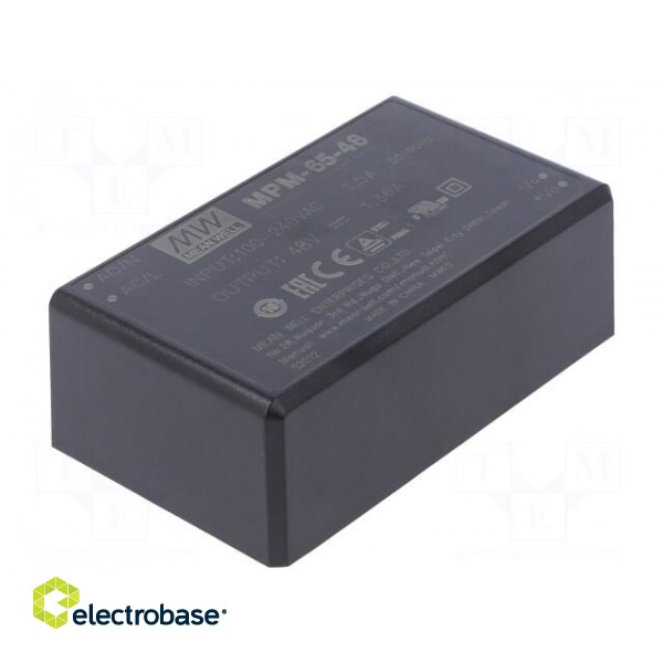 Power supply: switched-mode | modular | 65W | 48VDC | 87x52x29.5mm image 1