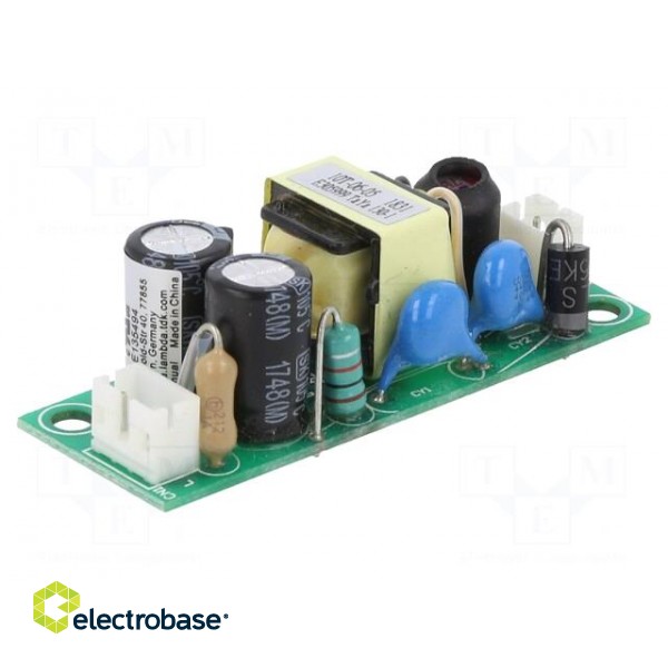 Power supply: switched-mode | open | 6W | 90÷264VAC | 15VDC | 0.4A | 81% image 1