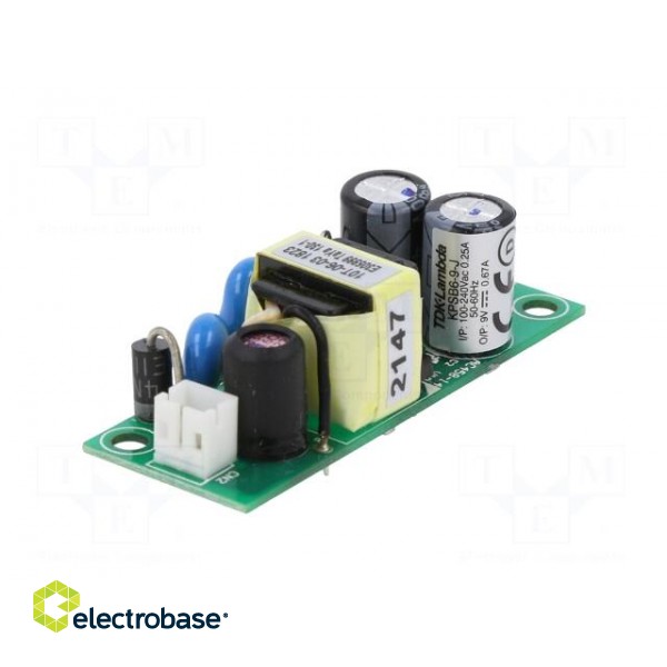 Power supply: switched-mode | open | 6W | 90÷264VAC | 9VDC | 0.67A | 81% image 6