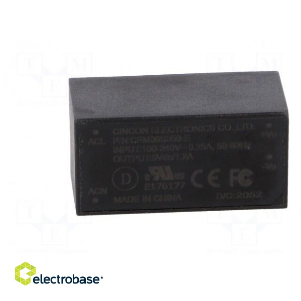 Converter: AC/DC | 6W | 90÷264VAC | Usup: 120÷370VDC | Uout: 5VDC | 78% paveikslėlis 3