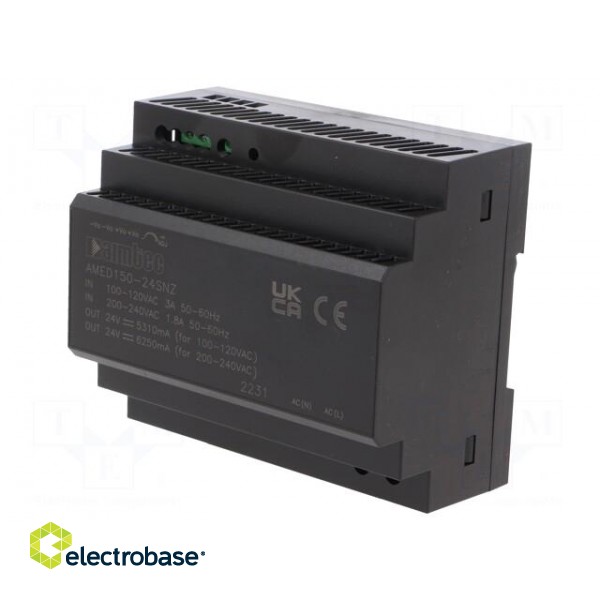 Power supply: switched-mode | for DIN rail | 150W | 24VDC | 6.25A image 1