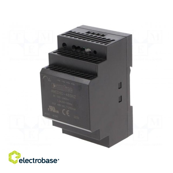Power supply: switched-mode | for DIN rail | 60W | 48VDC | 1.25A | 91% image 1