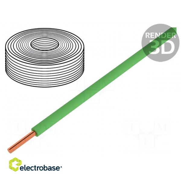 Wire | 0.2mm2 | solid | Cu | PVC | green | 60V | 10m | 1x0.2mm2