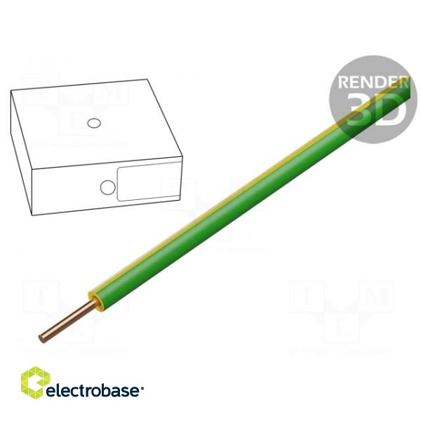Wire | H05V-U | solid | Cu | 1mm2 | yellow-green | PVC | 300/500V | 100m