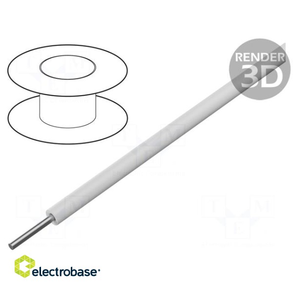 Wire | 28AWG | solid | Cu | PVC | white | 300V | 30m | CPR: no classification