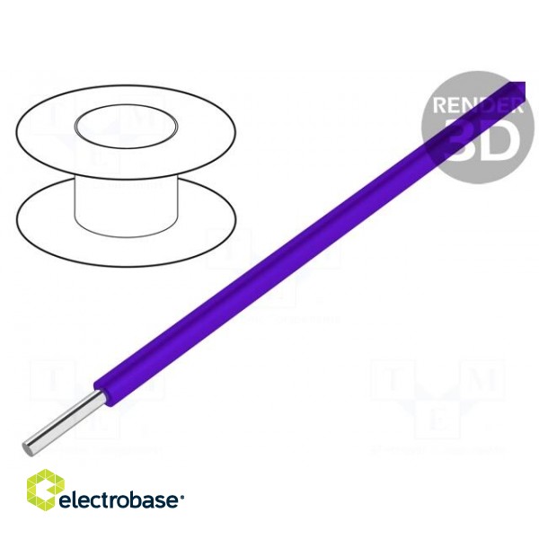 Wire | HookUp Wire | 30AWG | solid | Cu | PTFE | violet | 250V | 30.5m | 100ft