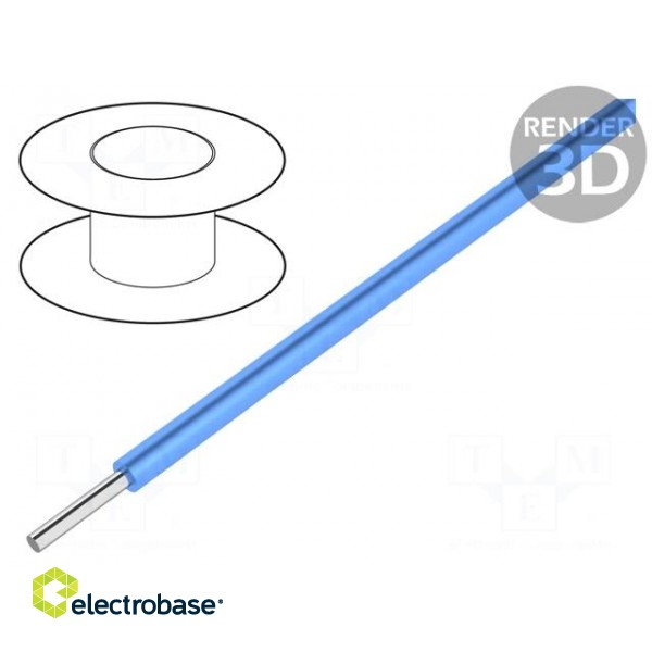 Wire | HookUp Wire Teflon | solid | Cu | 30AWG | blue | PTFE | 250V | 305m