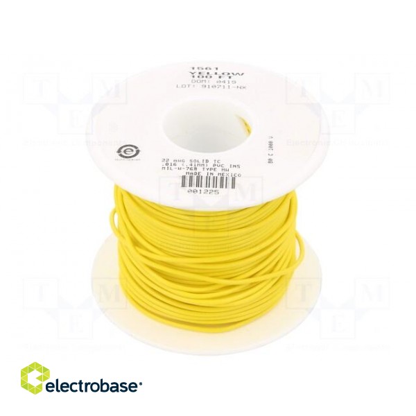 Wire | HookUp Wire | 22AWG | solid | Cu | PVC | yellow | 1kV | 30.5m | 100ft image 2
