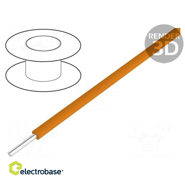 Wire | HookUp Wire PVC | solid | Cu | 22AWG | orange | PVC | 300V | 30,5m
