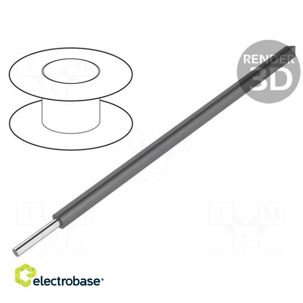 Wire | HookUp Wire PVC | solid | Cu | 18AWG | dark grey | PVC | 300V | 305m