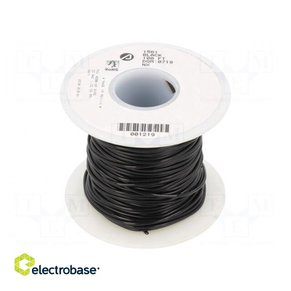 Wire | HookUp Wire | 22AWG | solid | Cu | PVC | black | 1kV | 30.5m | 100ft image 2