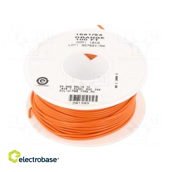 Wire | HookUp Wire | 22AWG | solid | Cu | PVC | orange | 1kV | 30.5m | 100ft image 2