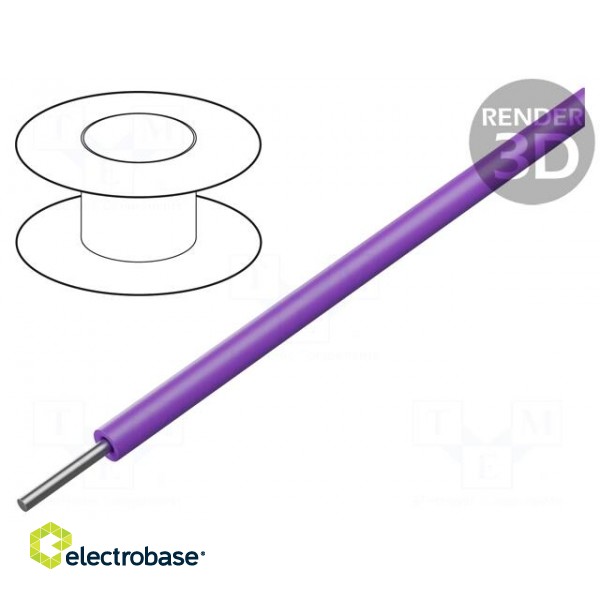 Wire | 30AWG | solid | Cu | PVC | violet | 300V | 30m | 100ft