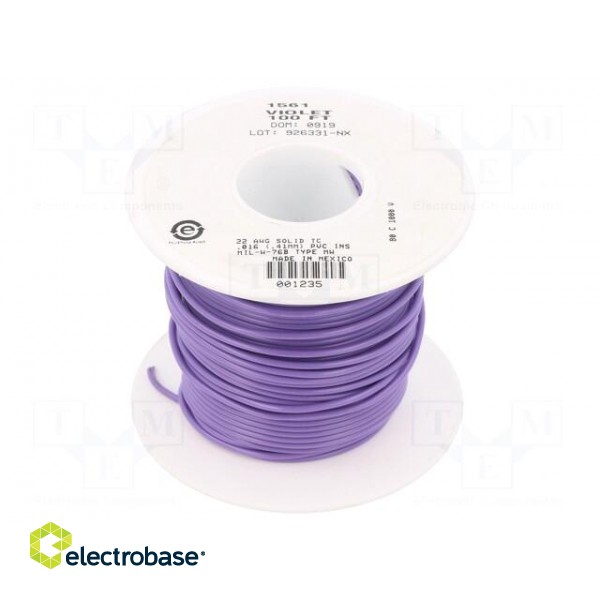 Wire | HookUp Wire | 22AWG | solid | Cu | PVC | violet | 1kV | 30.5m | 100ft image 2