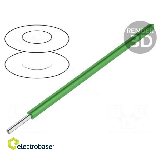 Wire | HookUp Wire Teflon | solid | Cu | 30AWG | green | PTFE | 250V | 305m