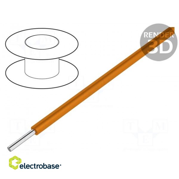 Wire | HookUp Wire | 28AWG | solid | Cu | PTFE | orange | 250V | 30.5m | 100ft