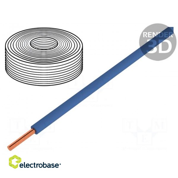 Wire | 0.2mm2 | solid | Cu | PVC | blue | 60V | 10m | 1x0.2mm2