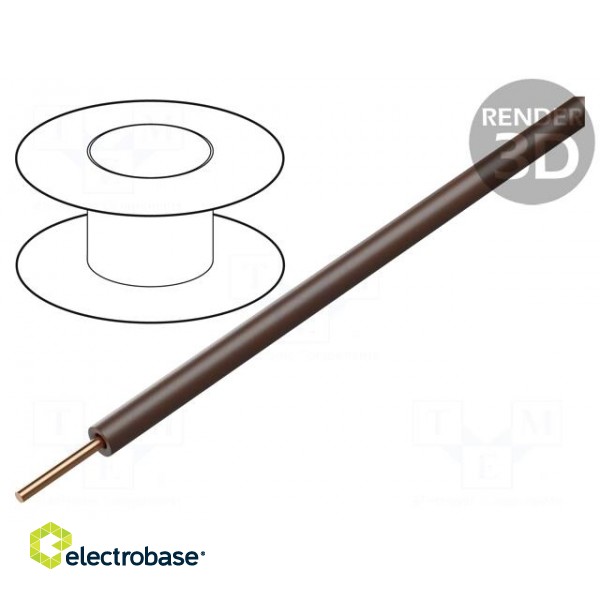 Wire | 0.2mm2 | solid | Cu | PVC | brown | 60V | 100m | 1x0.2mm2