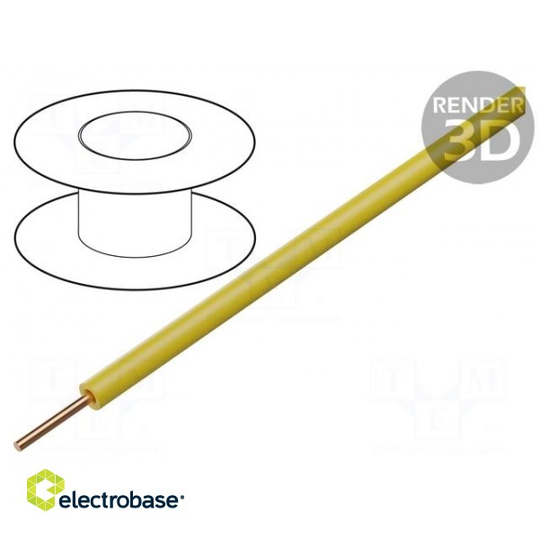 Wire | 0.2mm2 | solid | Cu | PVC | yellow | 60V | 100m | 1x0.2mm2