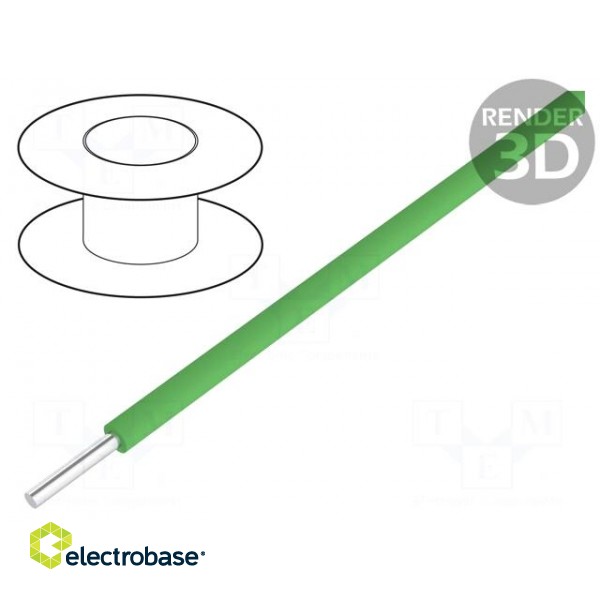 Wire | solid | Cu | 30AWG | green | kynar 460 (PVDF) | 300V | 50m